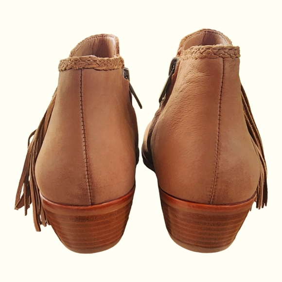 Sam Edelman Suede Leather Ankle Bootie, Paige, Western Fringe, Tan, Size 7M - Picture 5 of 11
